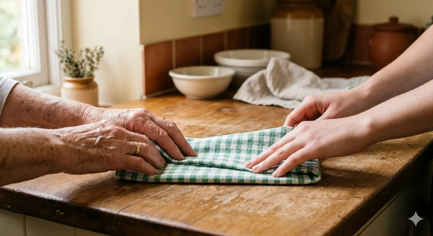 Étudiante AlterAges aidant une personne âgée à entretenir son domicile